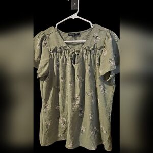 Adrienne Vittadini Sage Floral Blouse